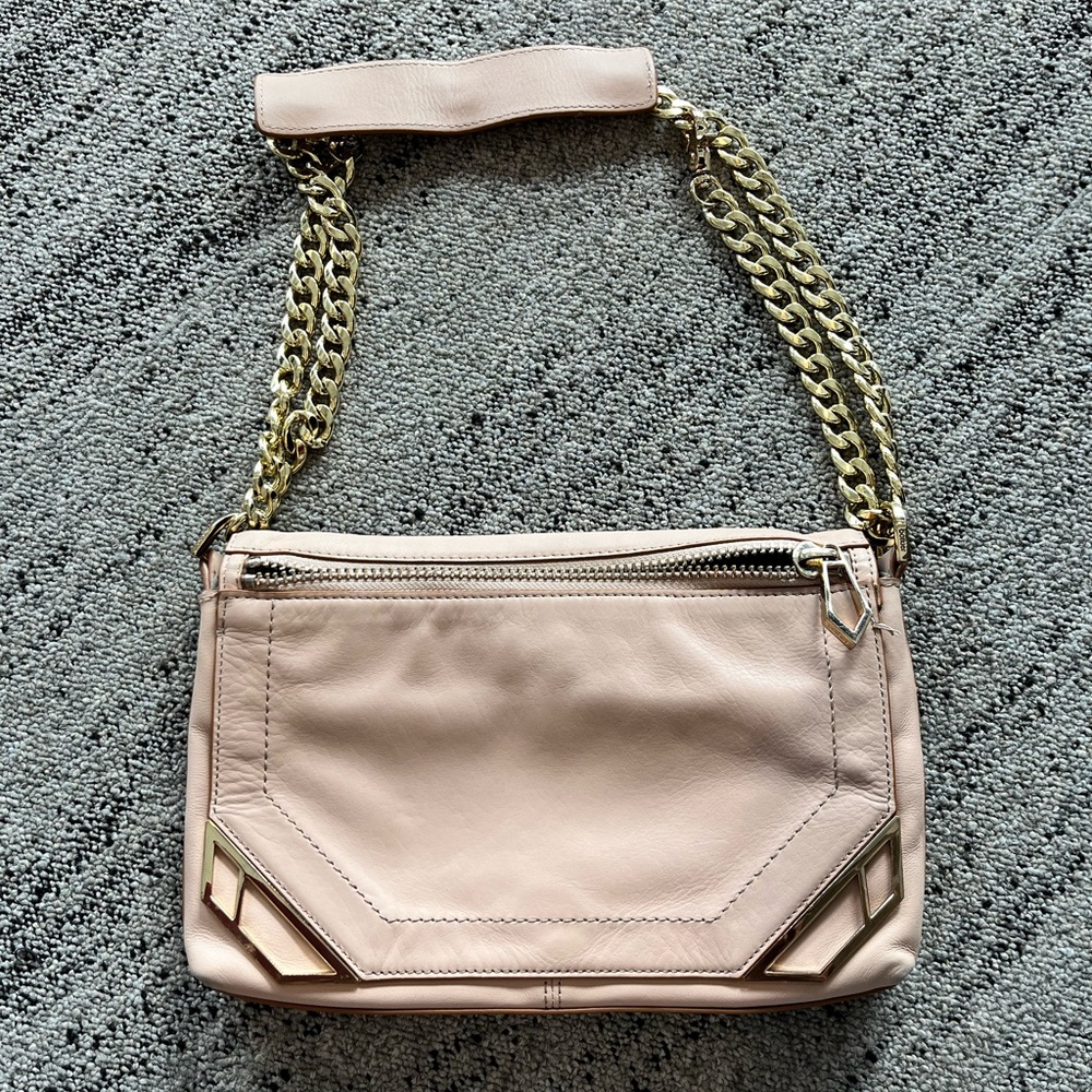Elegant Peach/Beige Botkier Leather Chain Strap Crossbody bag